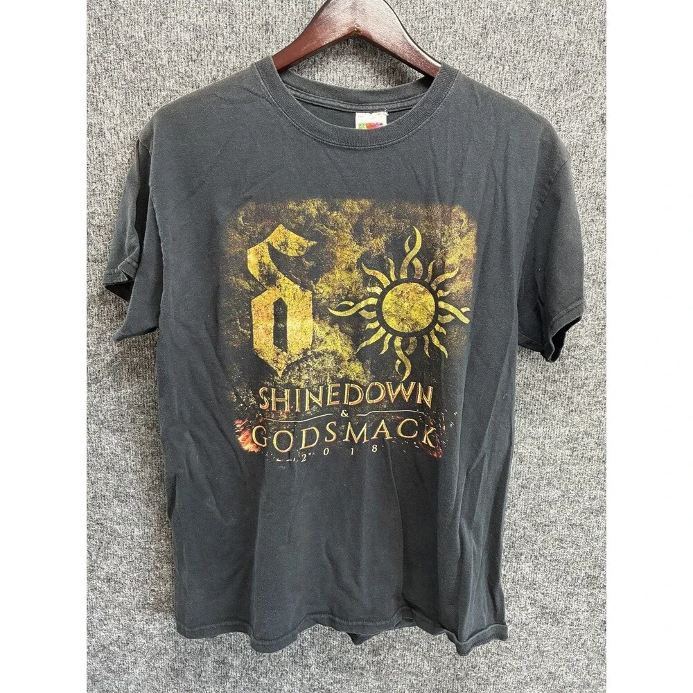 Shinedown Godsmack Tour 2018 Concert T-Shirt Men's L Black Fruit of the Loom - Picture 1 of 5
